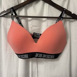 Joe Boxer Seamless Gentle Lift Solid Logo Coral Pink Bra Size 36C -‎ READ